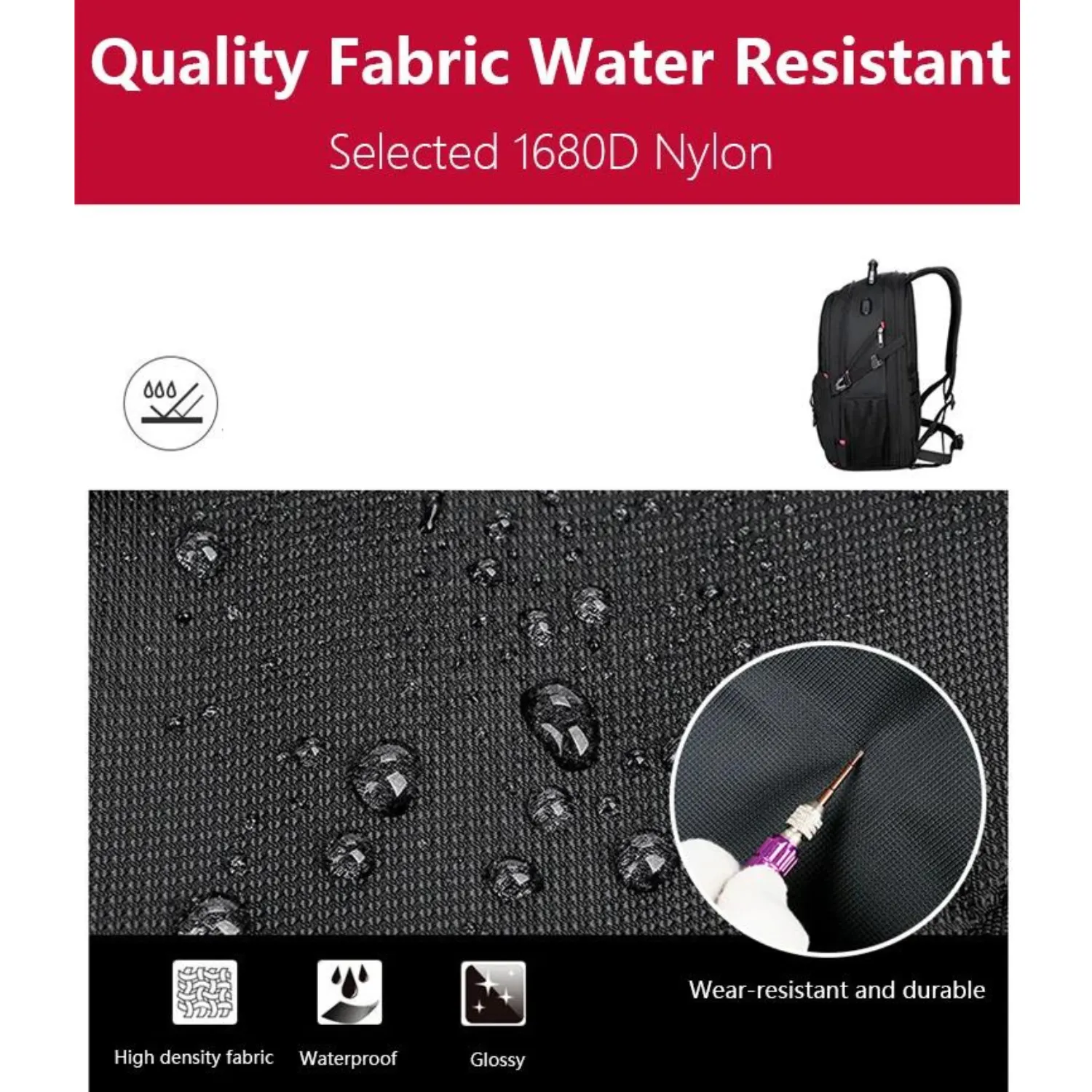 Swiss-Designed Water-Resistant Travel Bag with USB Port