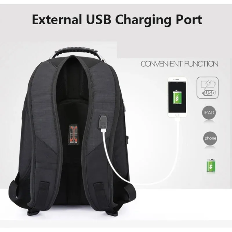 Swiss-Designed Water-Resistant Travel Bag with USB Port