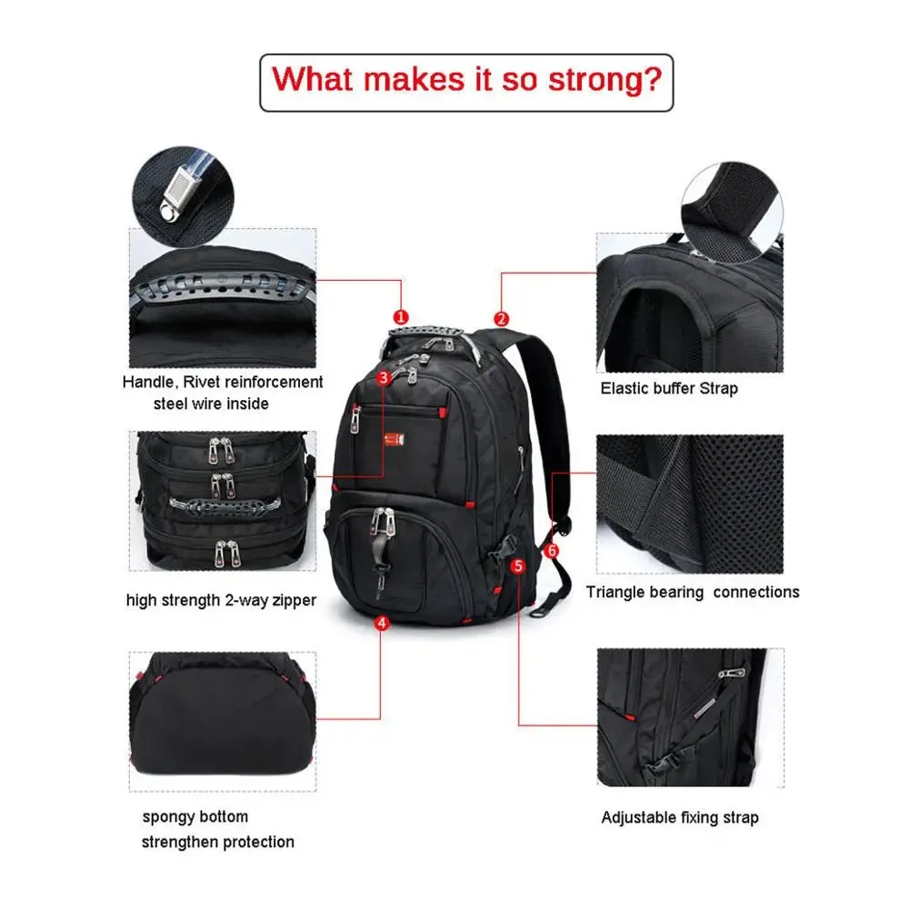 Swiss-Designed Water-Resistant Travel Bag with USB Port