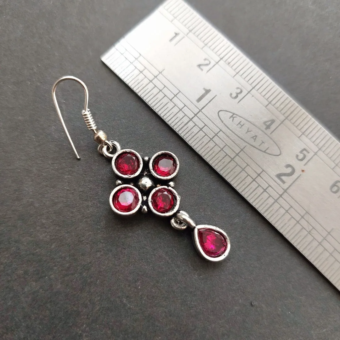 Symphony in Pink: Hooped Earrings with Bright Pink Stone