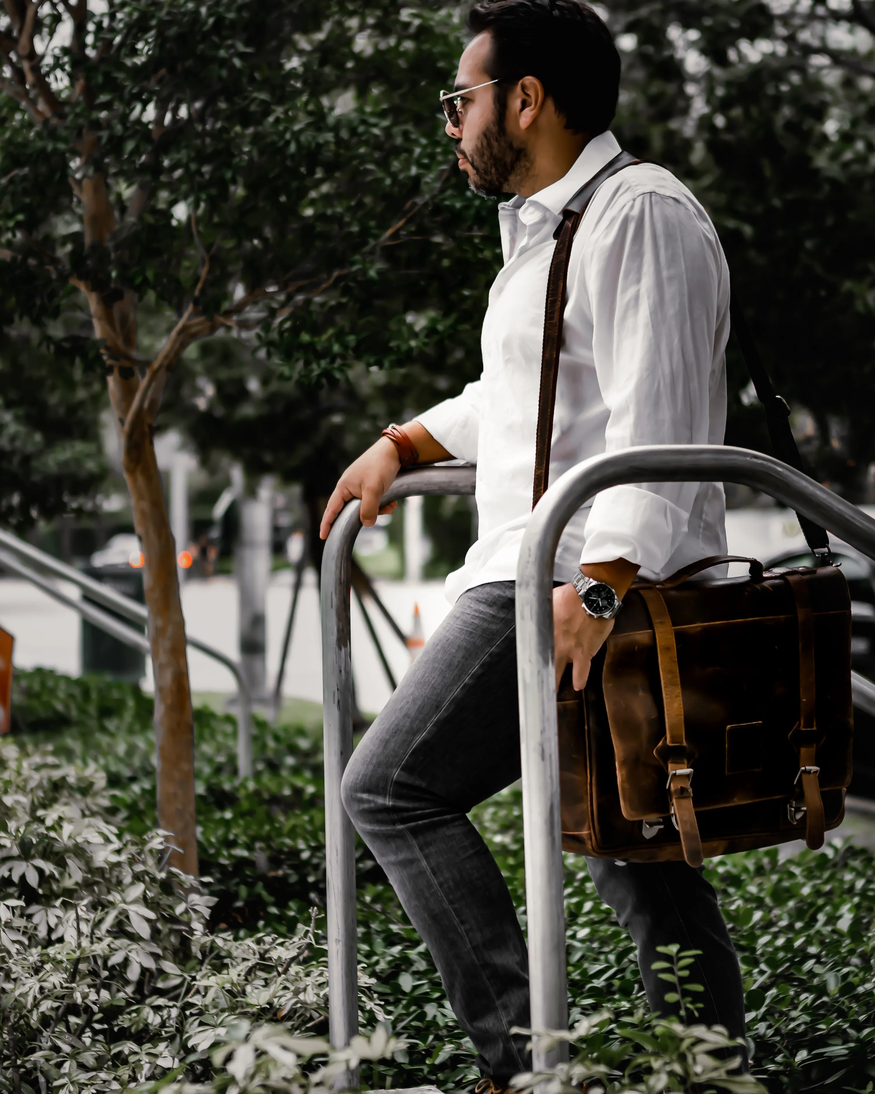 The “Lewis” Buffalo Leather Messenger Bag