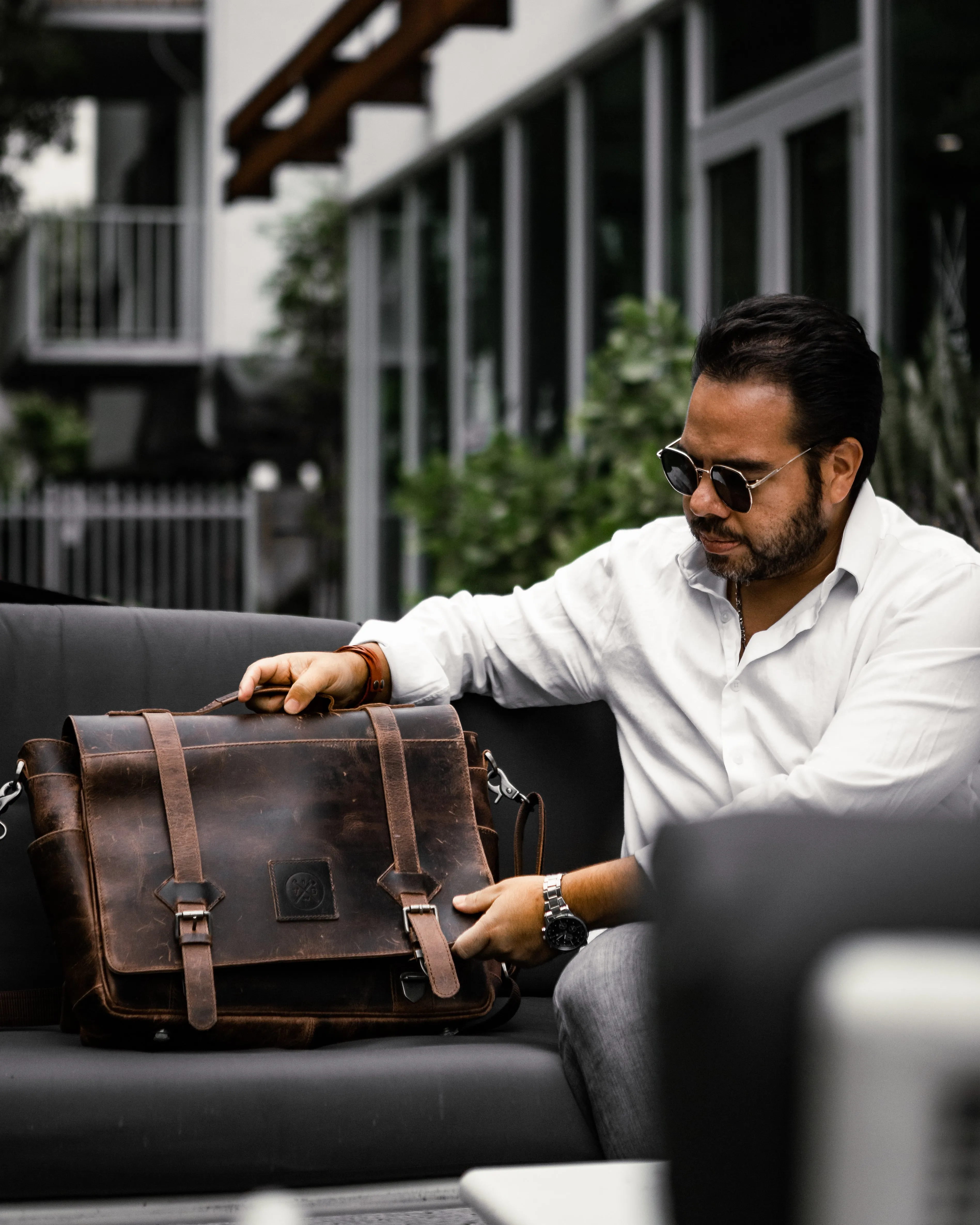 The “Lewis” Buffalo Leather Messenger Bag