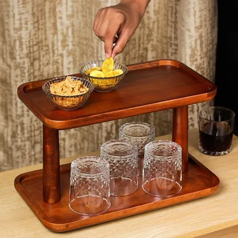 Twin-Tier Wooden Double Slab Organizer