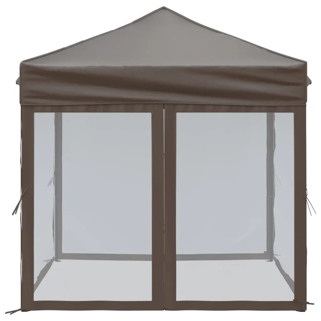 vidaXL Folding Party Tent with Sidewalls Taupe 2x2 m