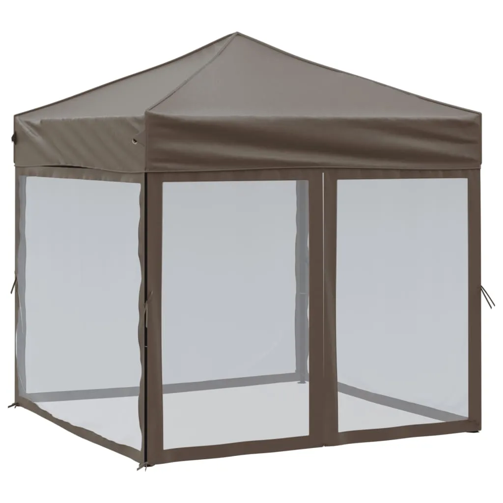 vidaXL Folding Party Tent with Sidewalls Taupe 2x2 m