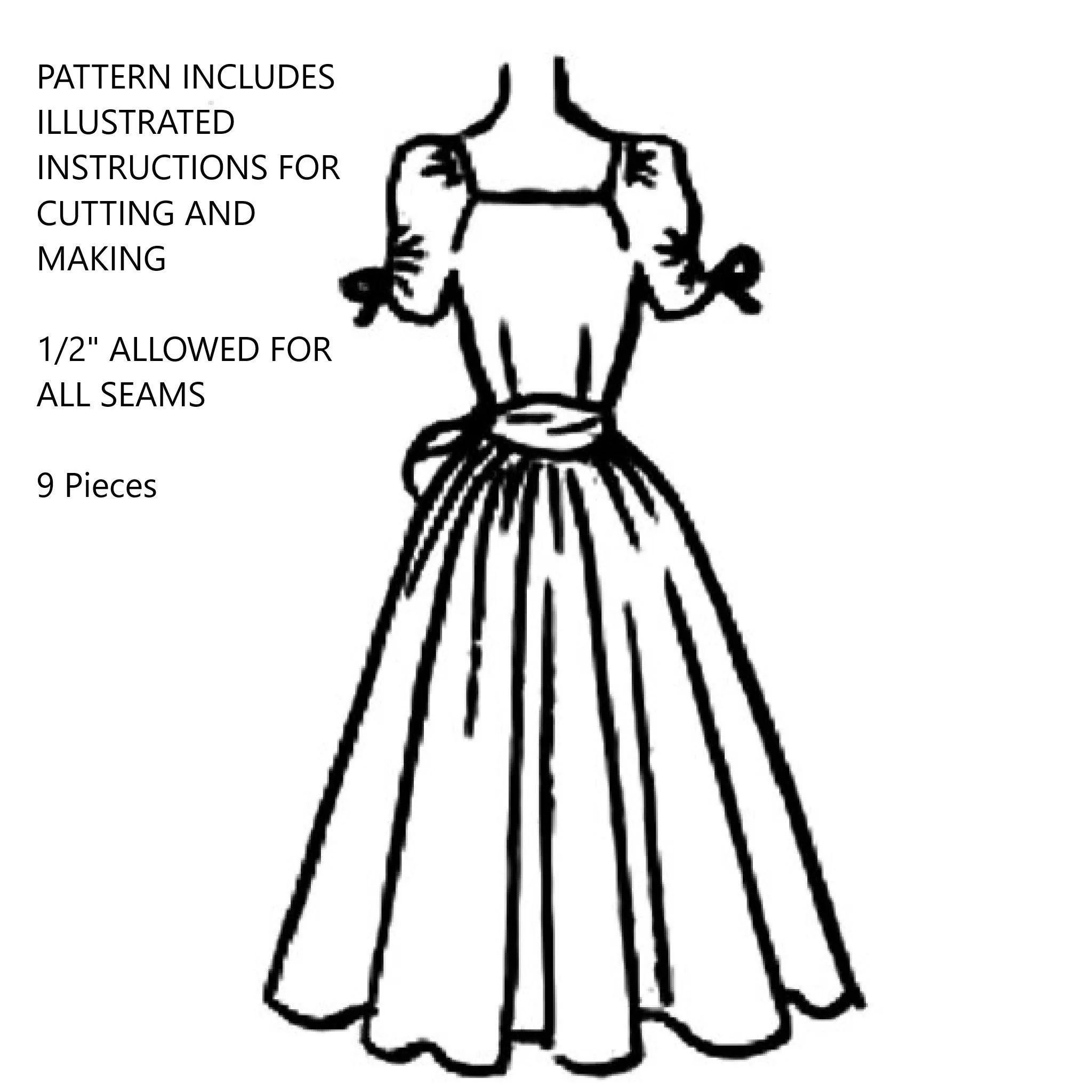 Vintage 1950's Sewing Pattern: Evening Dress & Scalloped Neckline - Multi-sizes