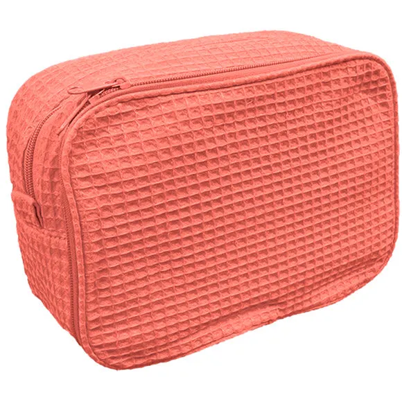 Waffle Weave Large Cosmetic Bag with Personalization