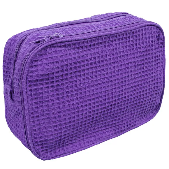 Waffle Weave Large Cosmetic Bag with Personalization