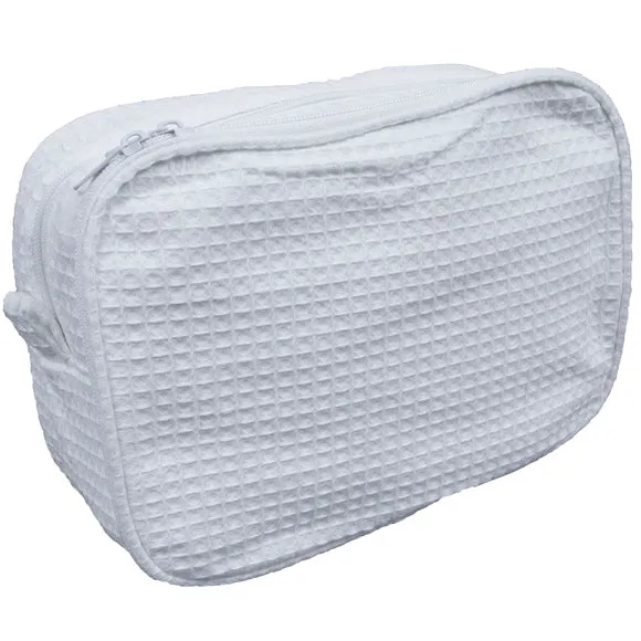 Waffle Weave Large Cosmetic Bag with Personalization