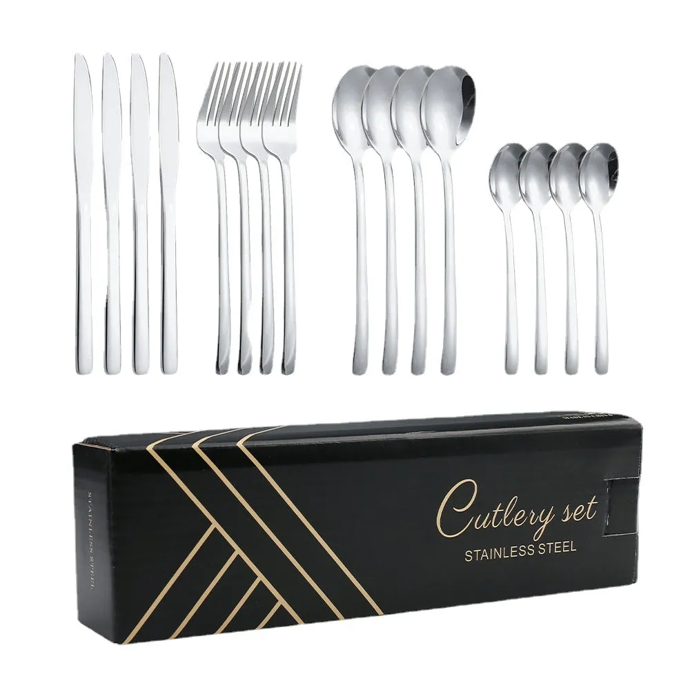 Western Food Knife and Fork 24-Piece Set Steak Knife and Fork round Spoon Stainless Steel Spoon