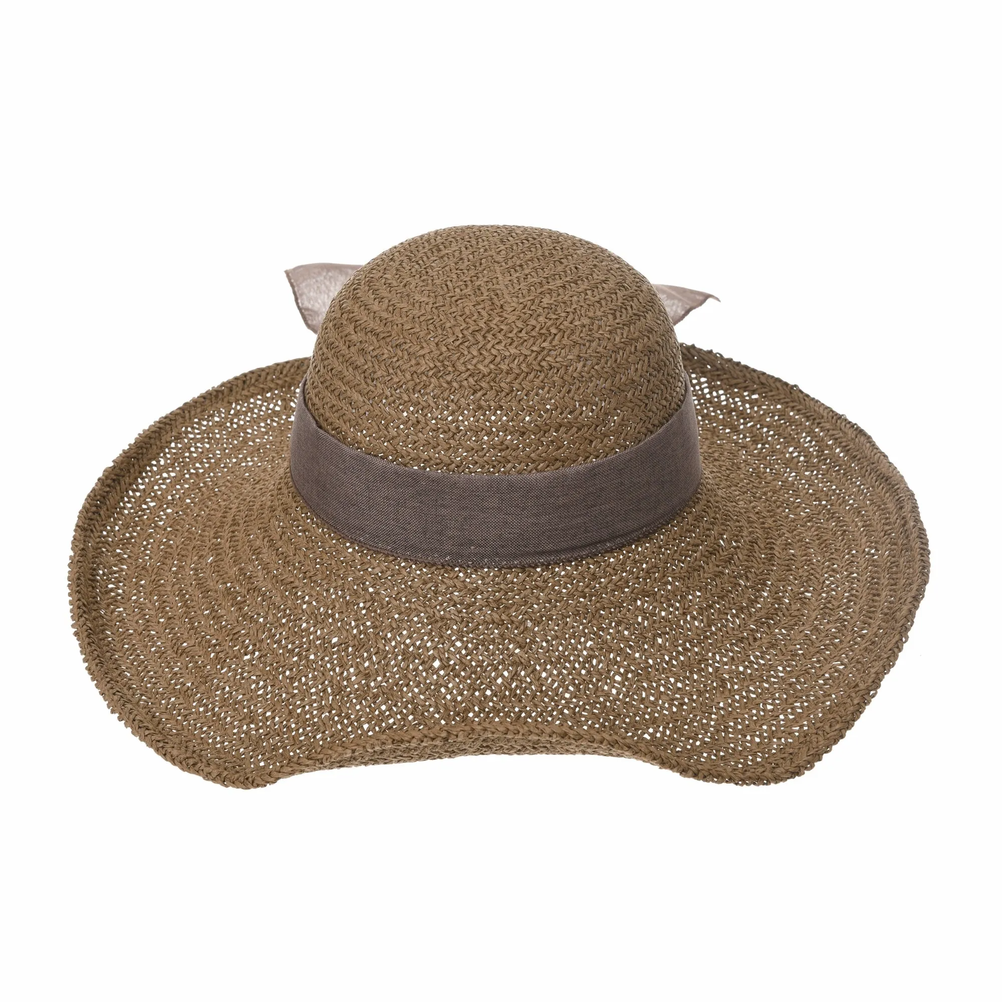 Women Floppy Flanging Straw Sun Hat Summer Beach Cap Wide Brim Ribbon CR9979