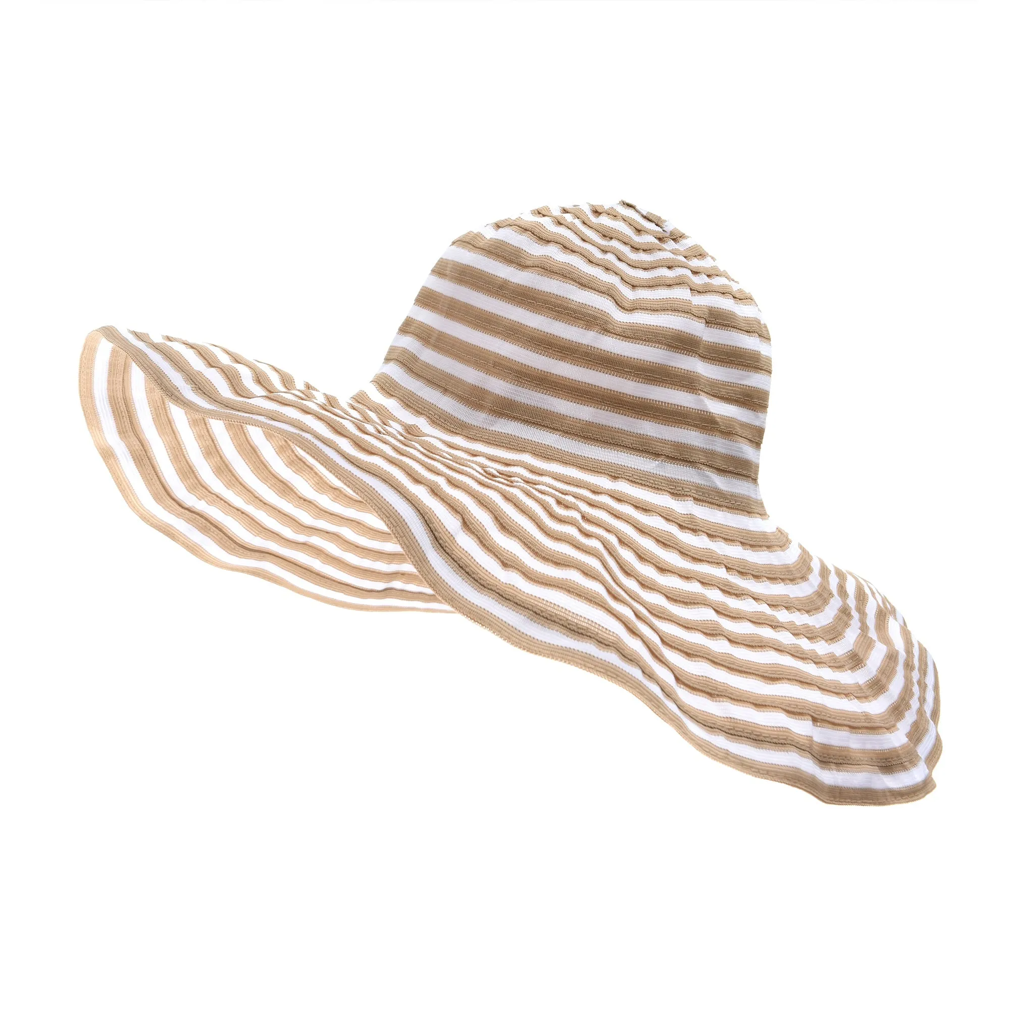 Women Foldable Light Swirl Striped Floppy Hat Beach Cap NC9718