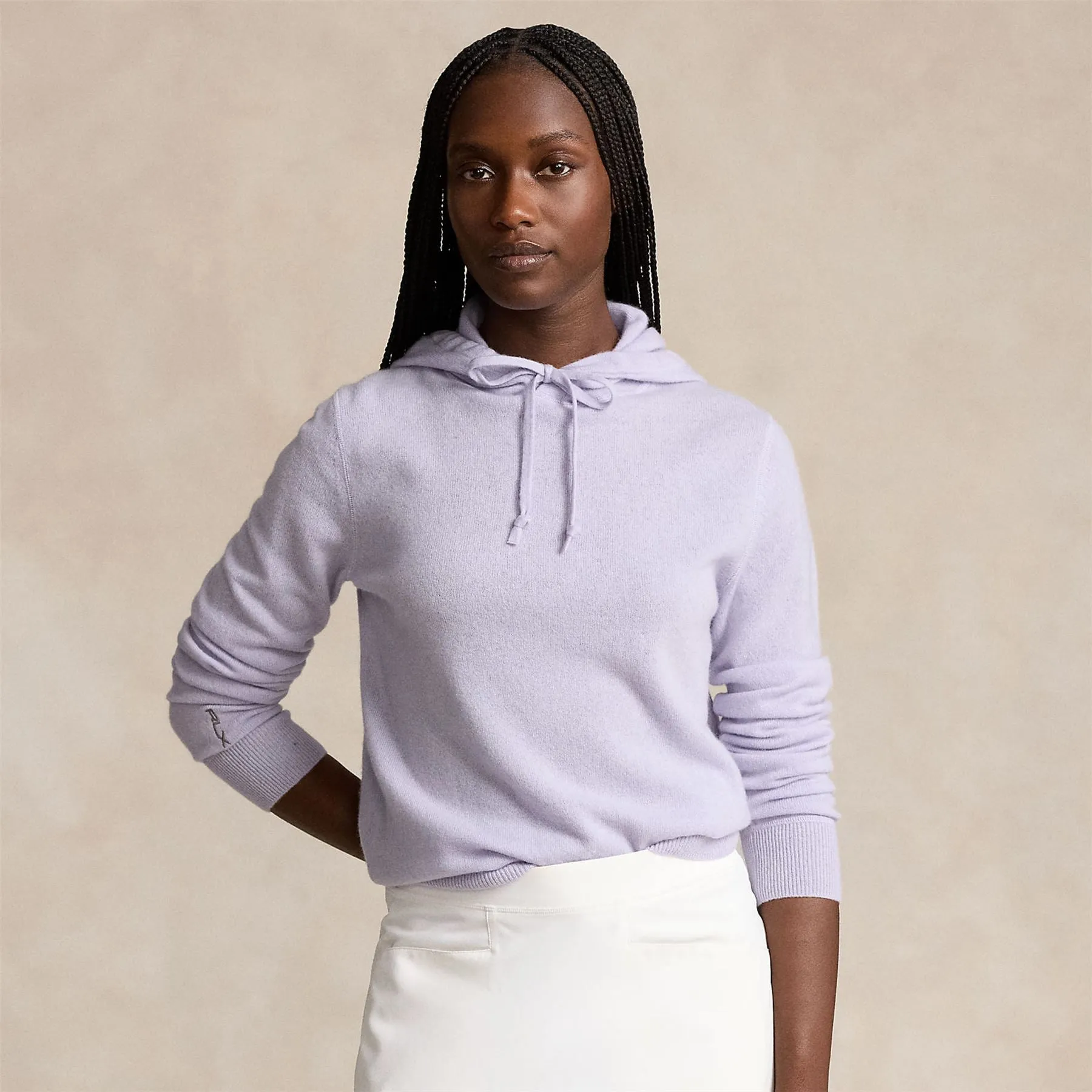 Womens Washable Cashmere Hoodie Flower Purple - SS24