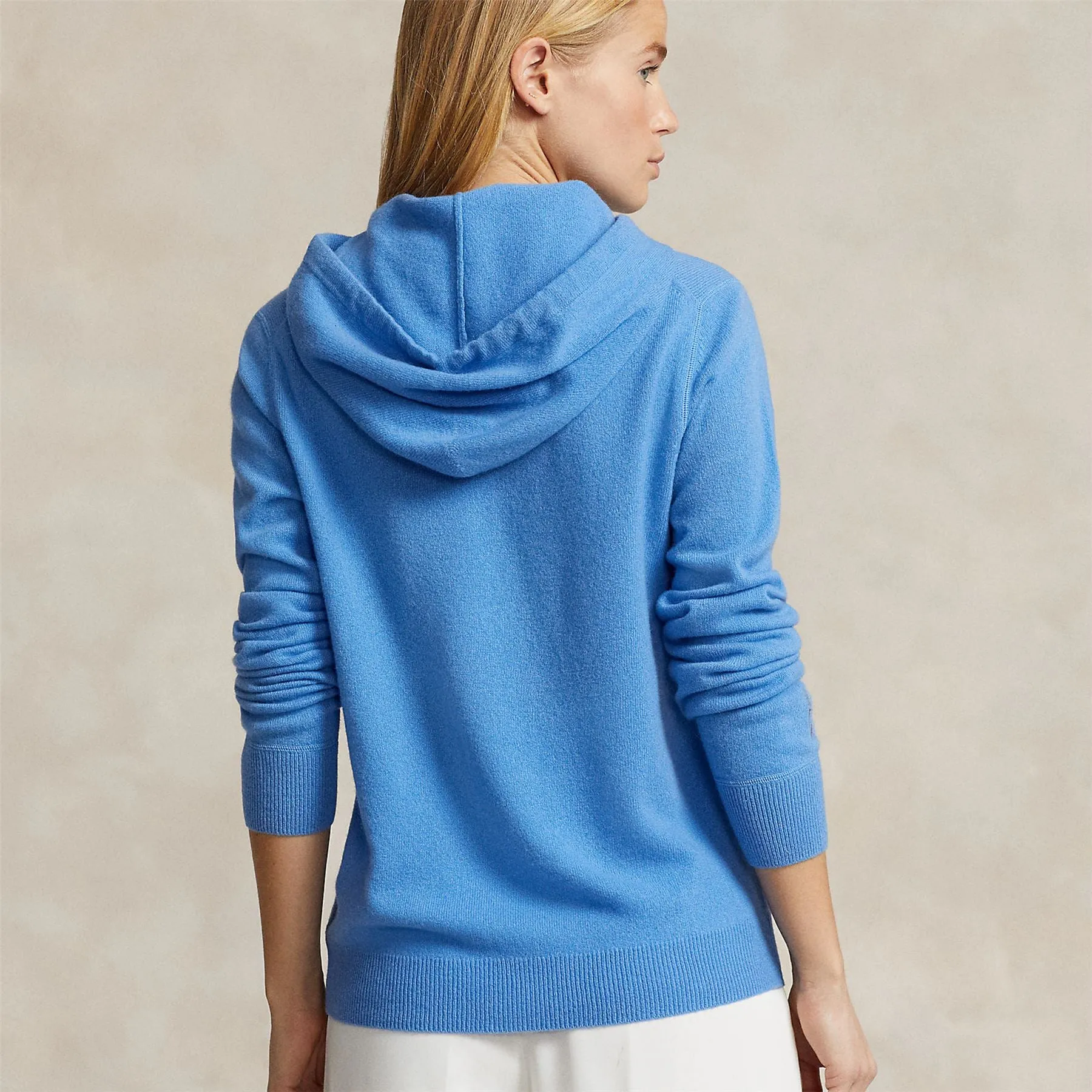 Womens Washable Cashmere Hoodie Greenwich Blue - SS24