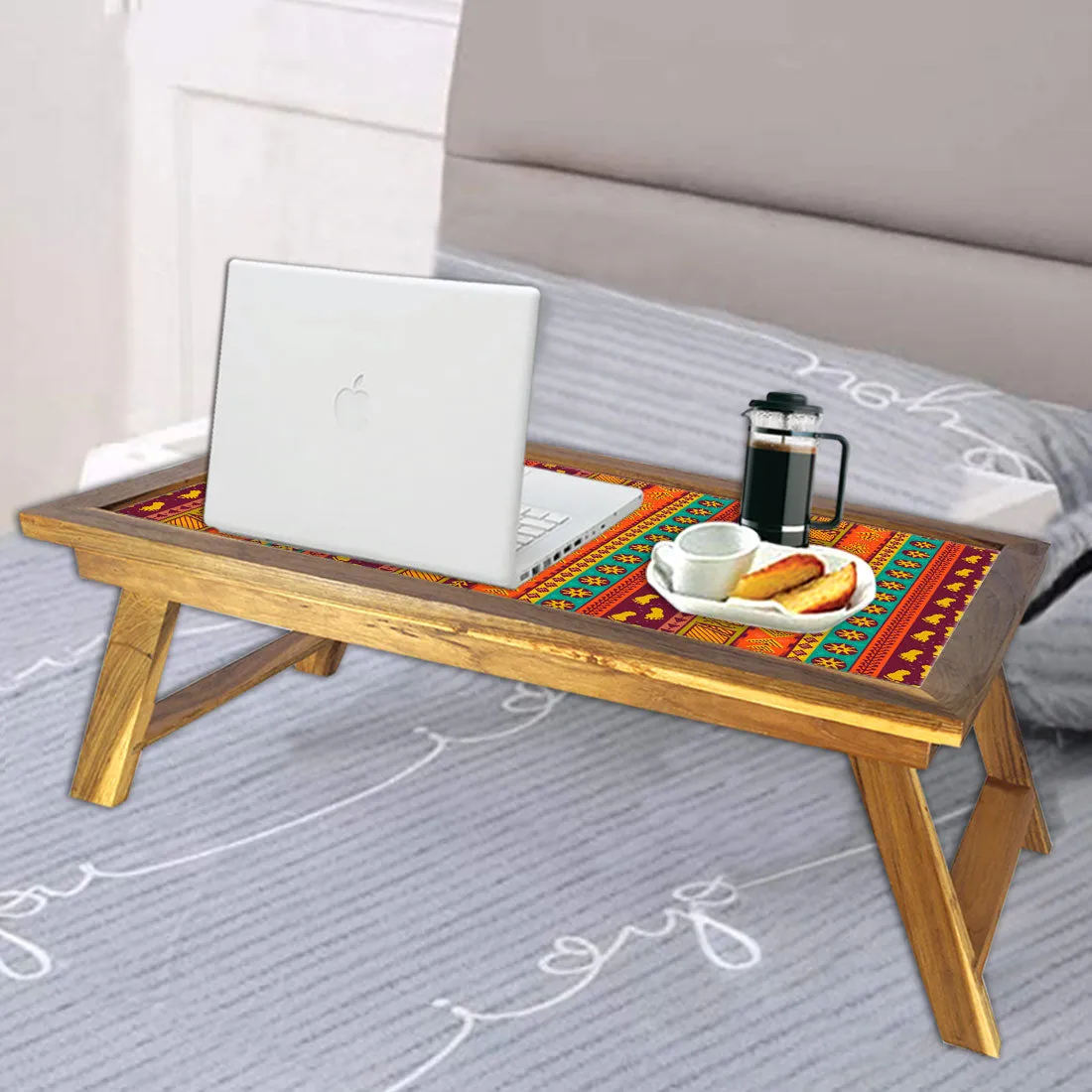 Wooden Foldable Bed Table for Eating Reading Study Desk - Ethnic Designer