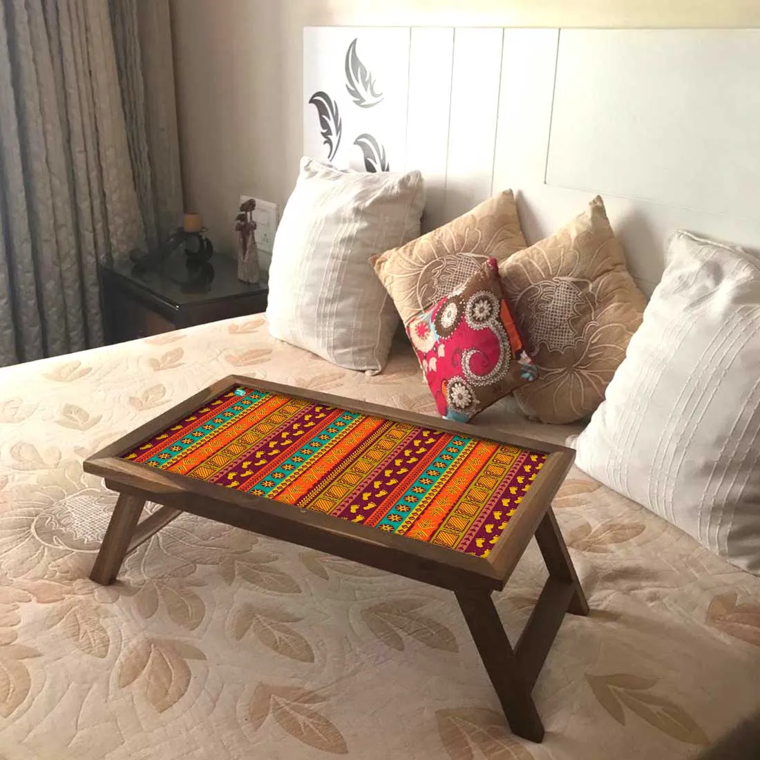 Wooden Foldable Bed Table for Eating Reading Study Desk - Ethnic Designer