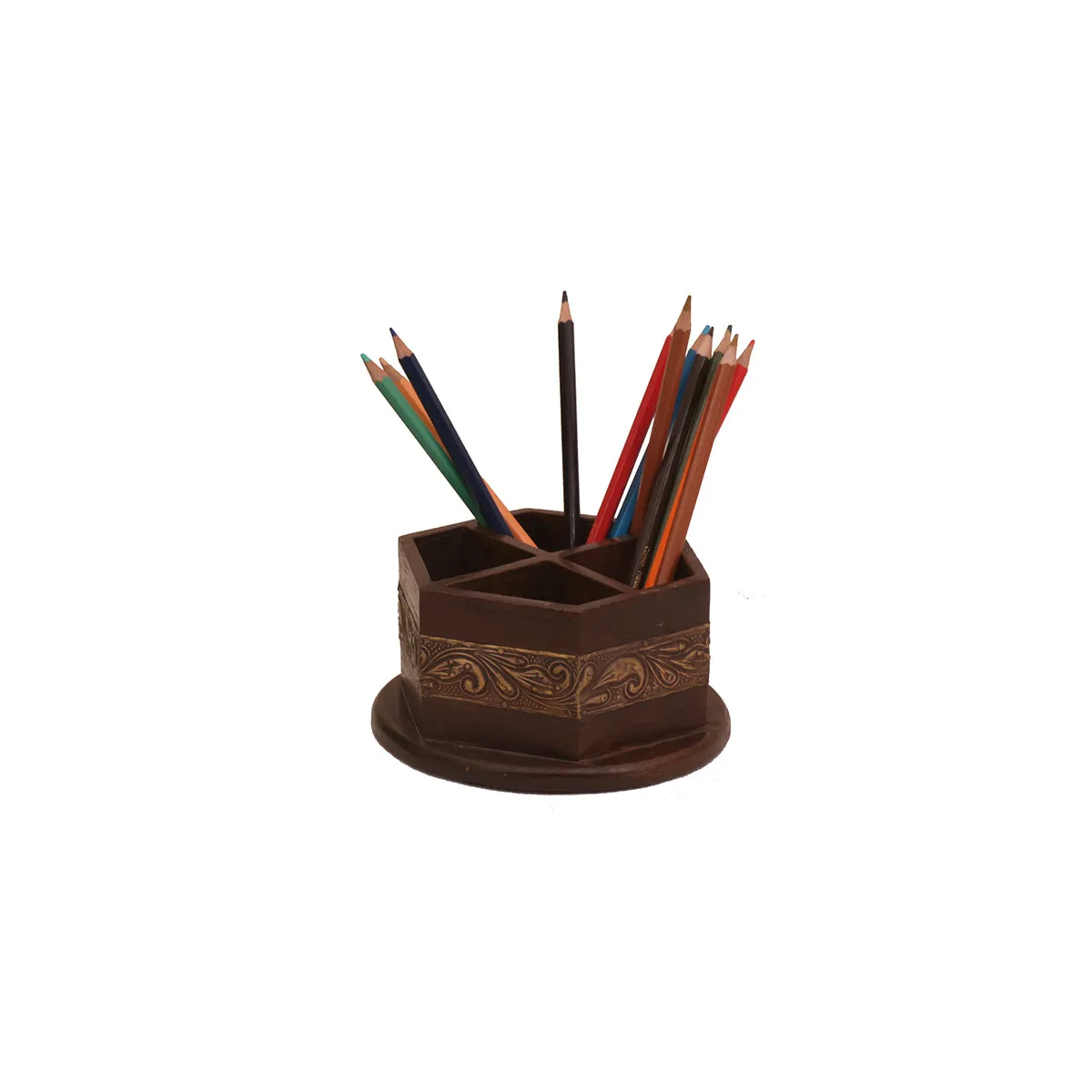 Wooden Pencil Desk Organizer (Dark Tone)